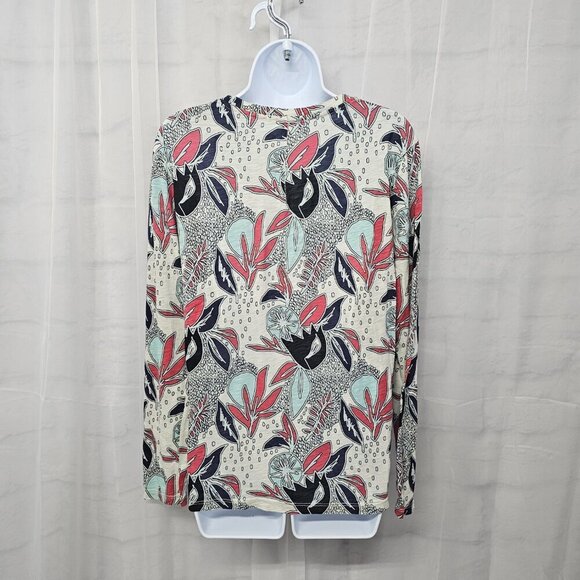 Stateside Blue Red Long Sleeve Tee Shirt Floral Artsy Boho XL - Picture 6 of 10